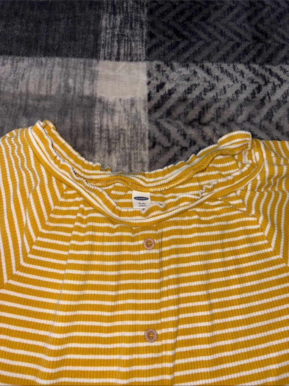 Old Navy Yellow & White Striped Button-Front Toddler Top